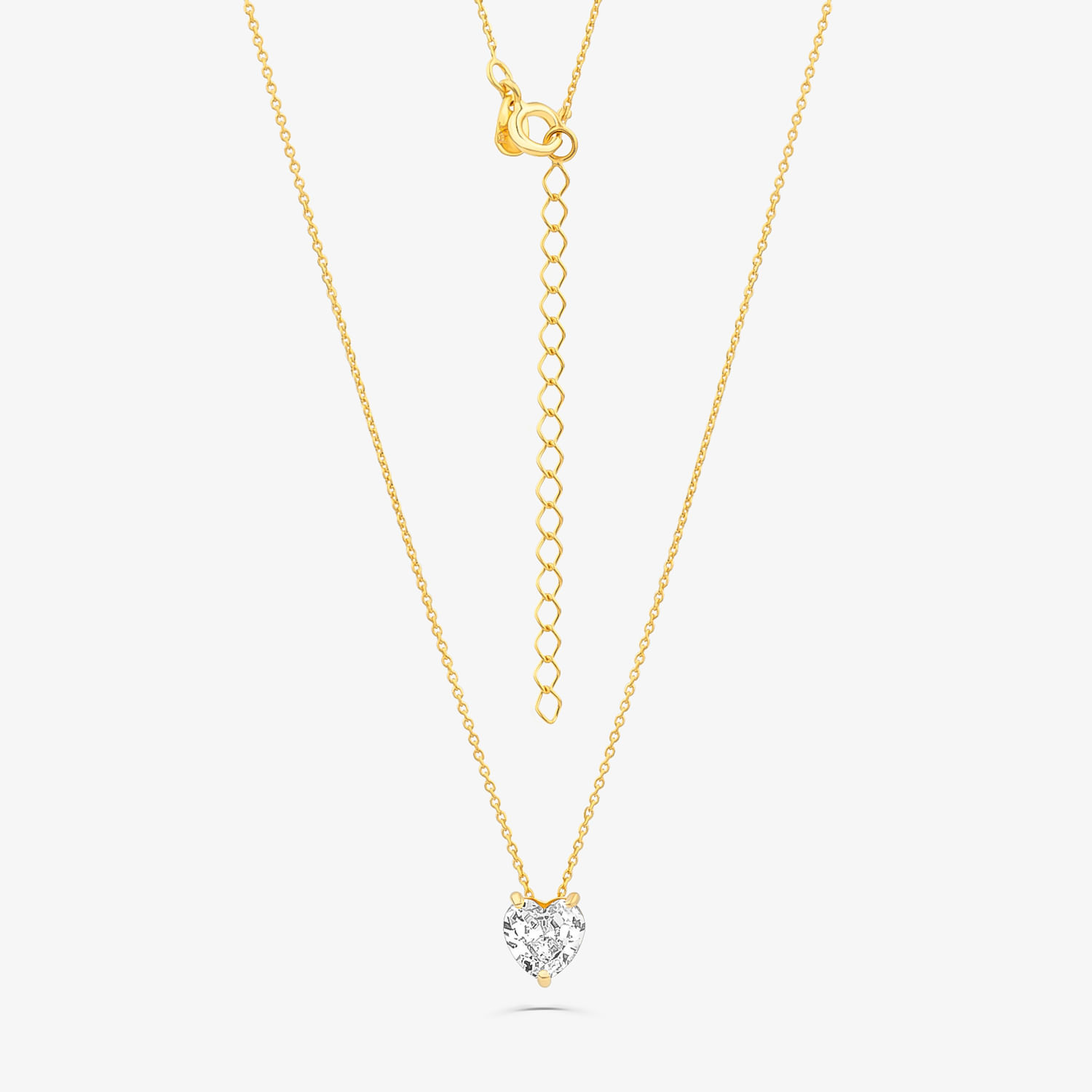 Colar Coração Cravejado em Prata 925 com Banho de Ouro Amarelo 18k
