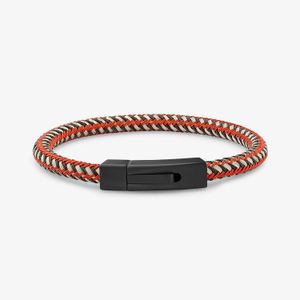 Pulseira Masculina Vermelha Maleável em Aço Preto - 21 cm