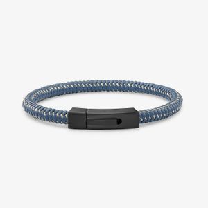 Pulseira Masculina Azul Maleável em Aço Preto - 21 cm