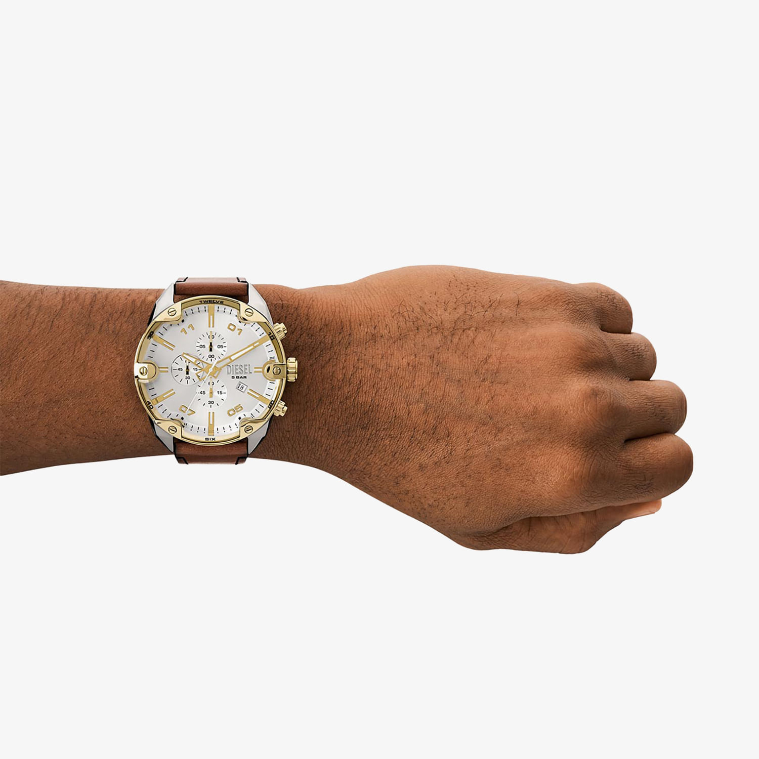 Relógio Diesel Spiked Cronógrafo Masculino com Pulseira de Couro