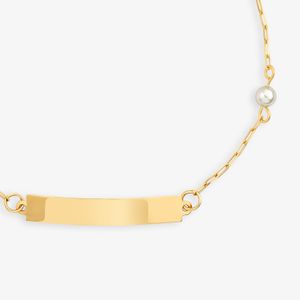 Pulseira Infantil com Pérolas Personalizável  em Ouro Amarelo 18k - 15 cm