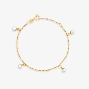 Pulseira Infantil Pérolas em Ouro Amarelo 18k - 14 cm