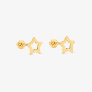 Brinco Infantil Estrela em Ouro Amarelo 18k