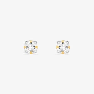 Brinco Infantil com Zircônia Incolor em Ouro Amarelo 18k