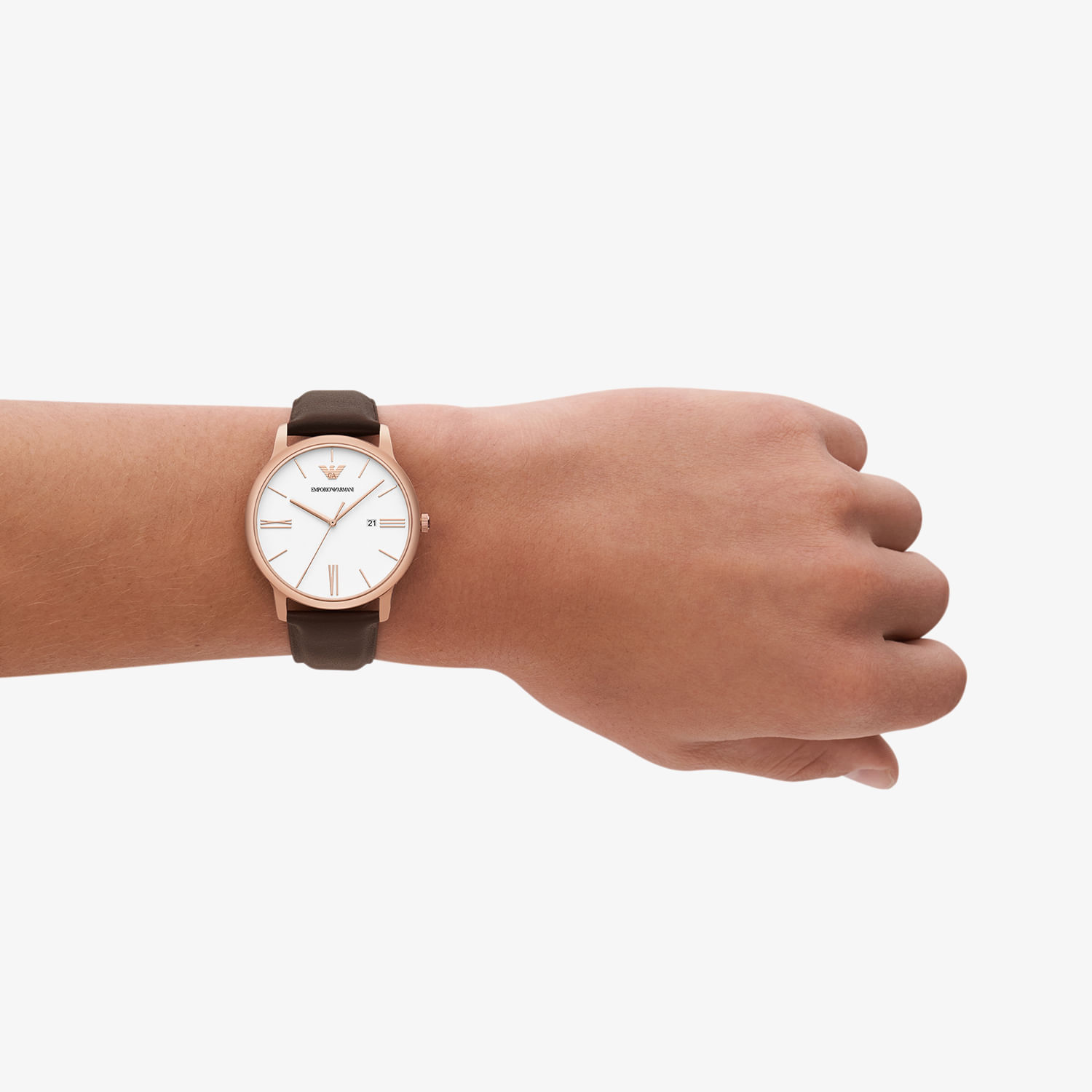 Relógio Emporio Armani com Pulseira de Couro Marrom AR11572B1