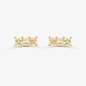 Brinco Longo Cravejado em Prata 925 com Banho de Ouro Amarelo 18k