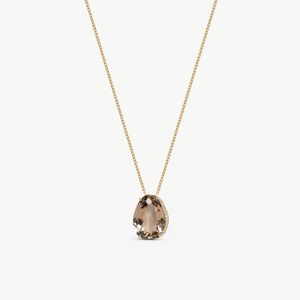 Pingente em Ouro Amarelo com Diamante e Quartzo Fumê