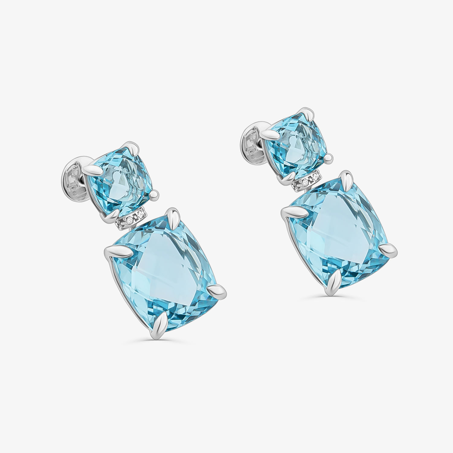 Brinco Maxi Blumarine em Ouro Branco 18k com Topázio Azul
