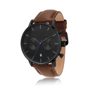 Relógio Monte Carlo Multi Dual Time Masculino em Couro Marrom