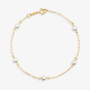 Pulseira Infantil com Pérolas em Ouro Amarelo 18k - 15 cm