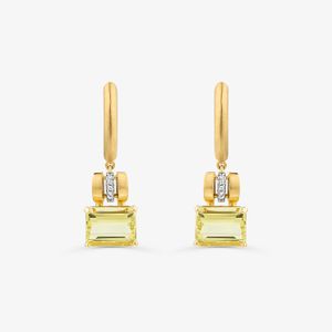 Brinco Argola com Diamante e Quartzo Green Gold em Ouro Amarelo 18k