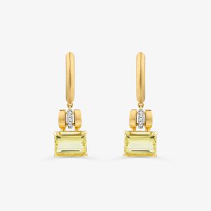 Brinco Argola com Diamante e Quartzo Green Gold em Ouro Amarelo 18k