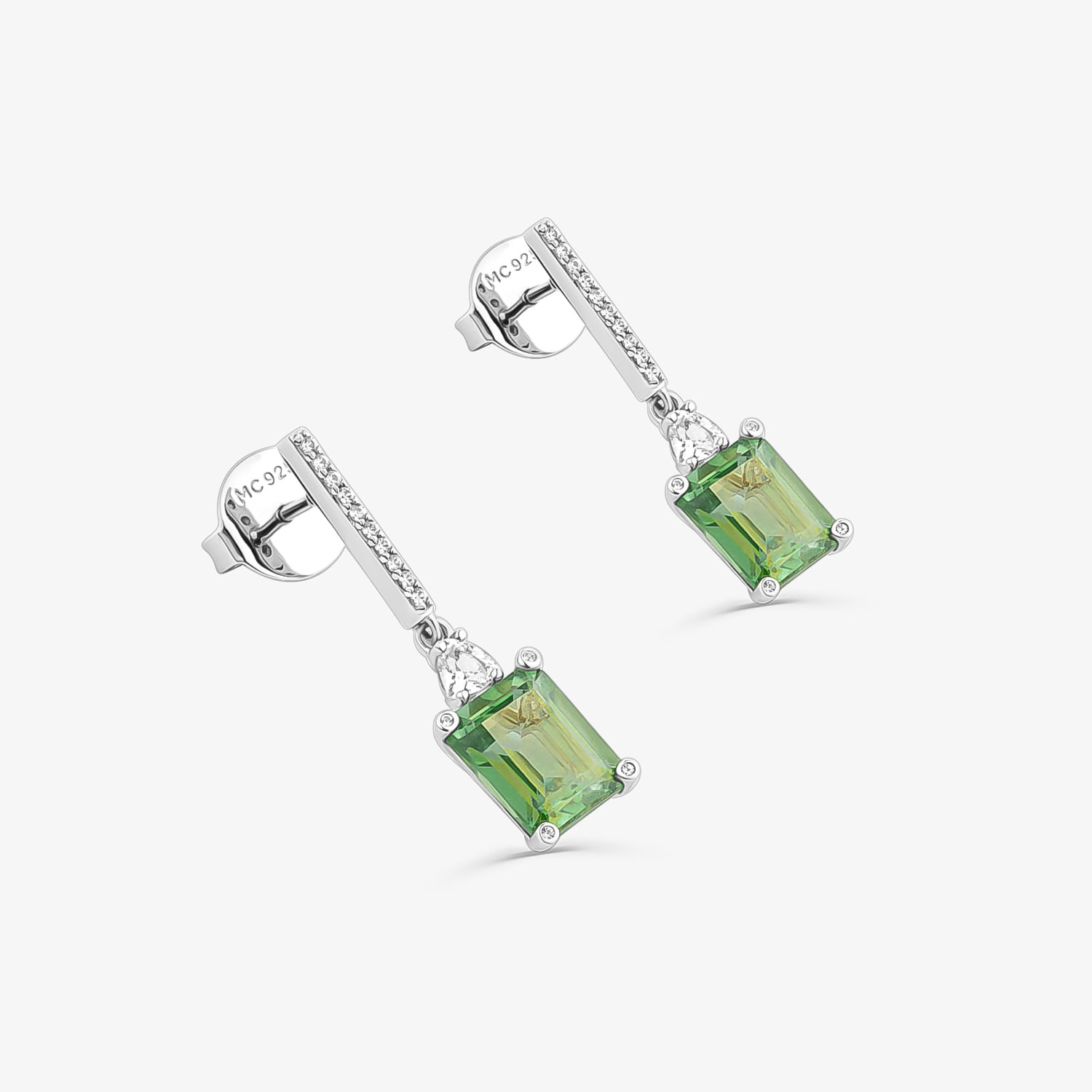 Brinco Maxi com Safira e Topázio Verde em Prata 925