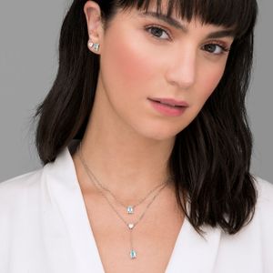 Colar Gravata com Safira e Topázio Azul em Prata 925
