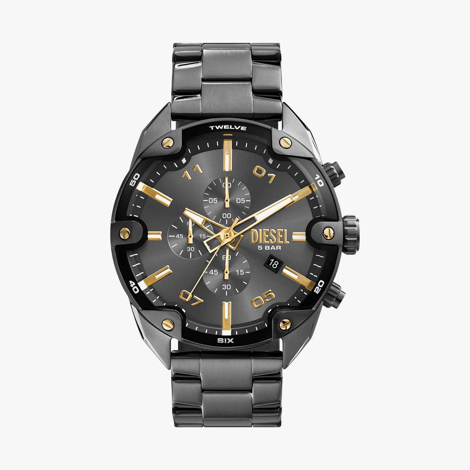 Relógio Diesel Spiked Cronógrafo Masculino em Aço Grafite DZ4669B1