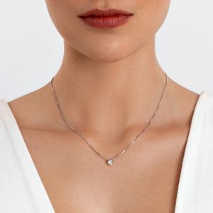 Colar Solitário com 30 Pontos de Diamantes em Ouro Branco 18k