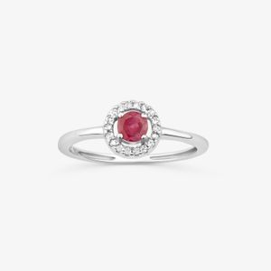Anel em Ouro Branco com Diamante, Rubi
