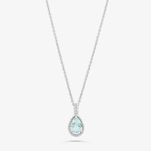 Colar Gota com Topázio Azul e Topázio em Prata 925