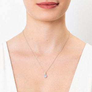 Colar Gota com Topázio Azul e Topázio em Prata 925