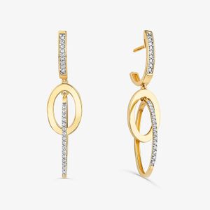 Brinco Maxi Argolas Entrelaçado com Diamante em Ouro Amarelo 18k