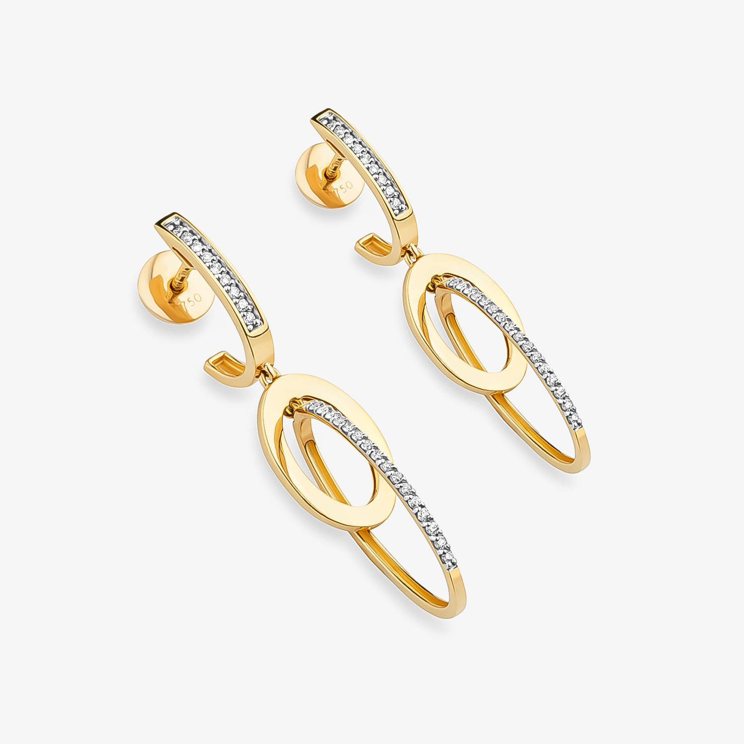 Brinco Maxi Argolas Entrelaçado com Diamante em Ouro Amarelo 18k