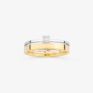 Aliança Anatômica com 10 Pontos de Diamantes em Ouro Branco e Ouro Amarelo 18k - 4 mm
