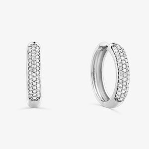 Brinco Argola com Diamante em Ouro Branco 18k