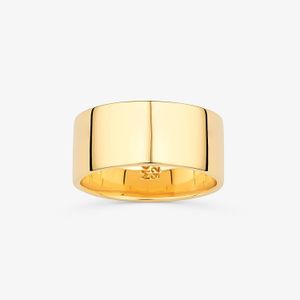 Anel Aliança Larga em Prata 925 em Banho de Ouro Amarelo 18k