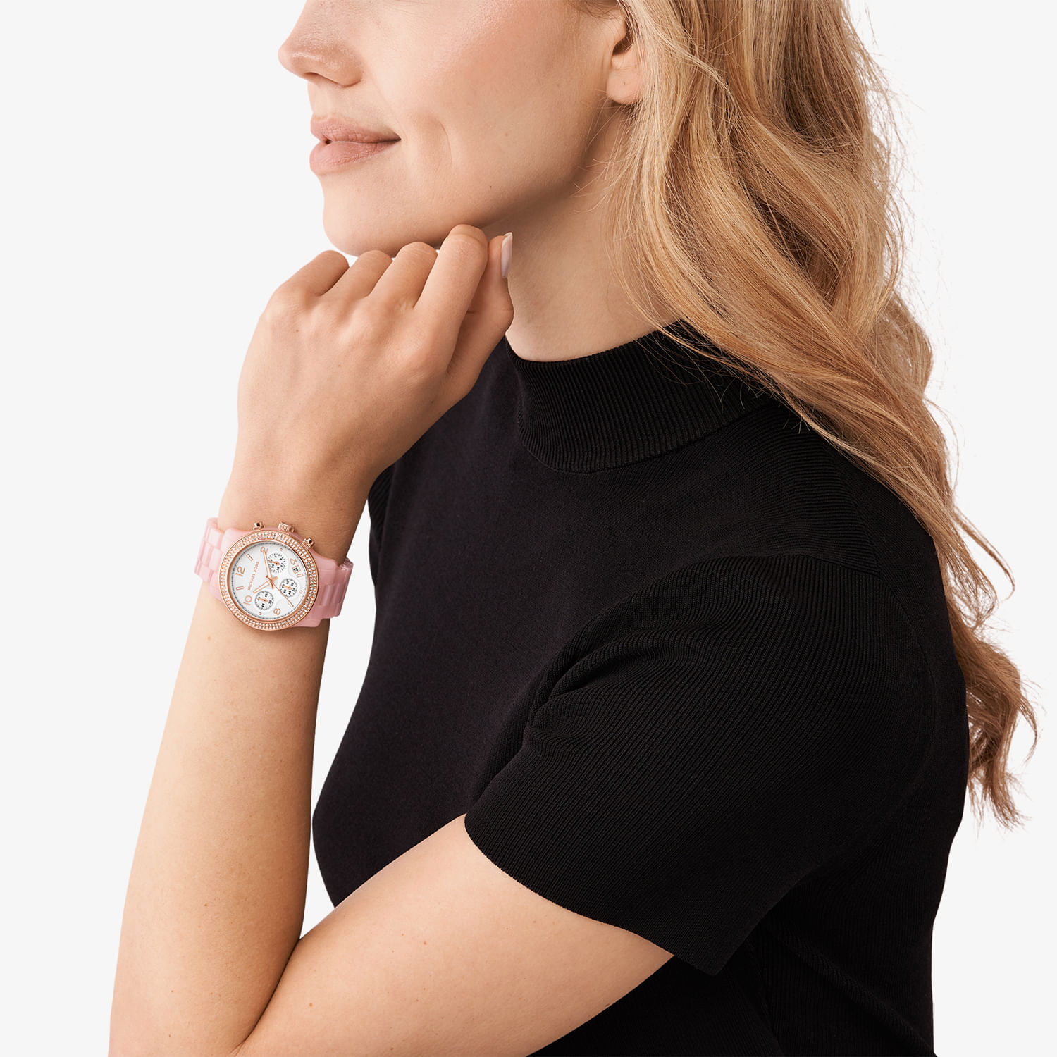 Relógio Michael Kors Runway Cronógrafo Feminino em Acetato Rosa e