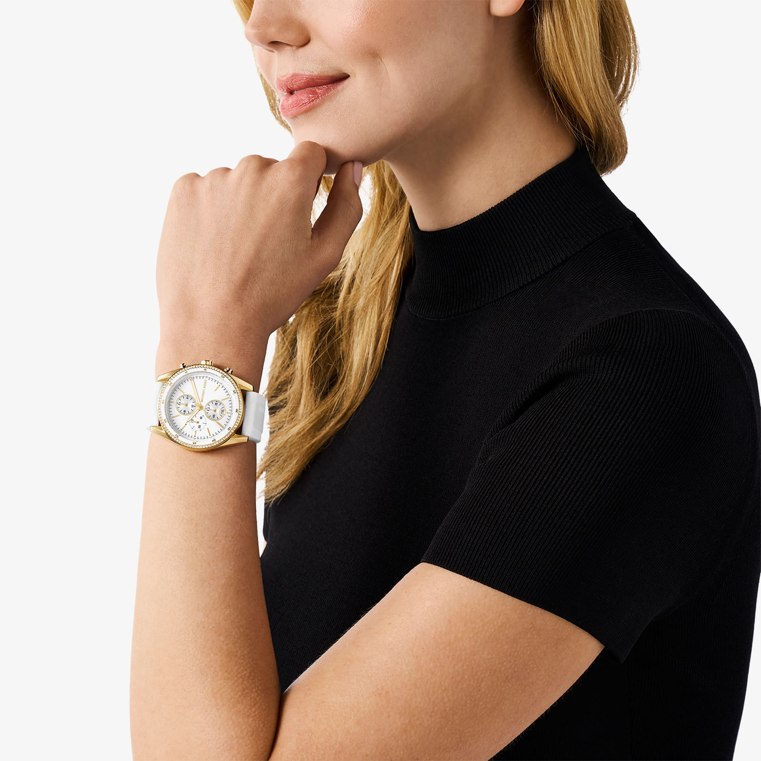 ★MICHAEL KORS★　クリスタルベゼルウォッチ　ホワイト×ゴールド Relógio Michael Kors Lexington Feminino Em Aço MK4740/1KN | MONTE