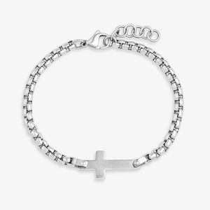 Pulseira Masculina Cruz em Aço - 21 cm