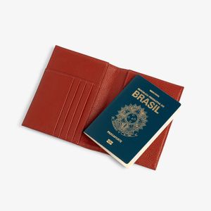 Porta-Passaporte Feminino em Couro Vermelho