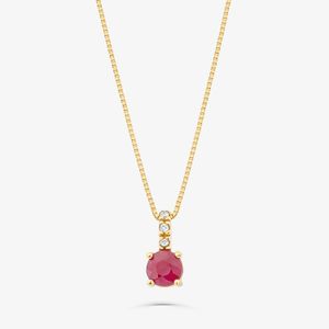 Pingente com Rubi e Diamantes em Ouro Amarelo 18k