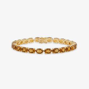 Pulseira com Quartzo Honey e Rodolita em Prata 925 com Banho de Ouro Amarelo 18k - 18 cm