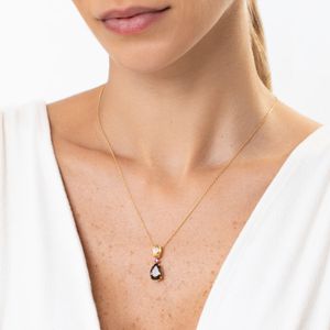 Colar com Citrino, Rodolita e Quartzo Fumê em Prata 925 com Banho de Ouro Amarelo 18k