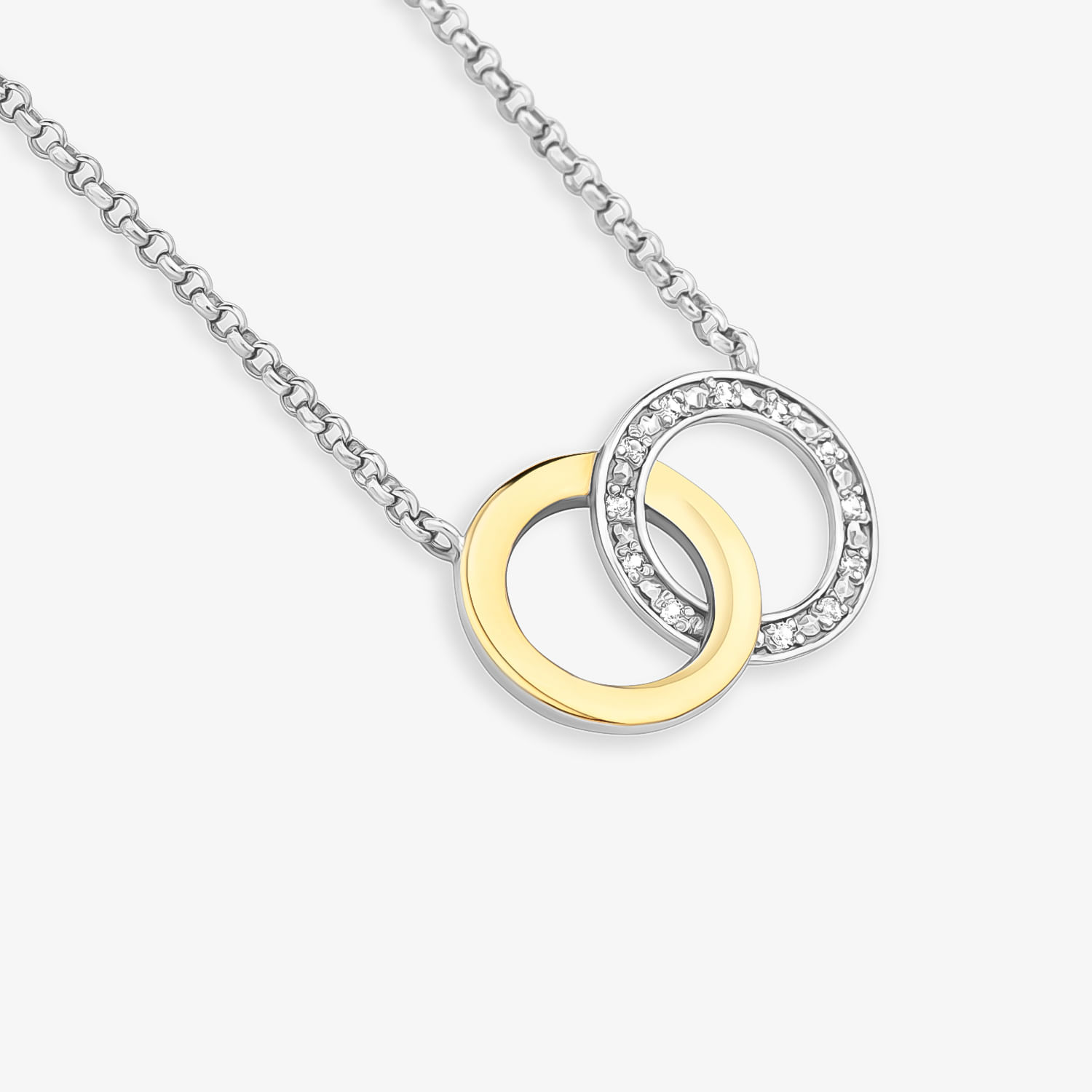 Colar Elos com Safira em Ouro Amarelo 18k e Prata 925