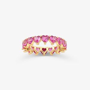 Anel Coração Cravejado em Prata 925 com Banho de Ouro Amarelo 18k