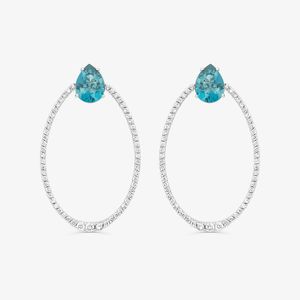 Brinco com Topázio London e Diamantes em Ouro Branco 18k