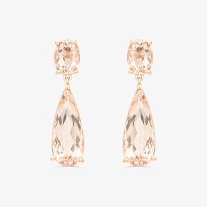 Brinco com Morganita E Turmalina Rosa em Ouro Amarelo 18k
