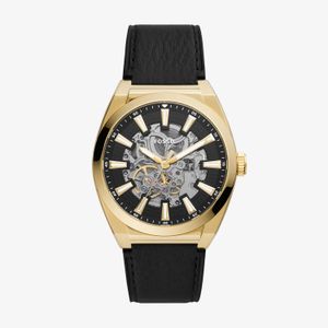 Relógio Fossil Masculino Automático com Pulseira de Couro Preto ME3208/0P