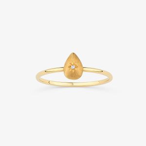 Anel Gota em Ouro Amarelo com Diamante