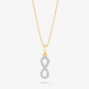 Pingente Infinito com Topázio Incolor em Ouro Amarelo 18k
