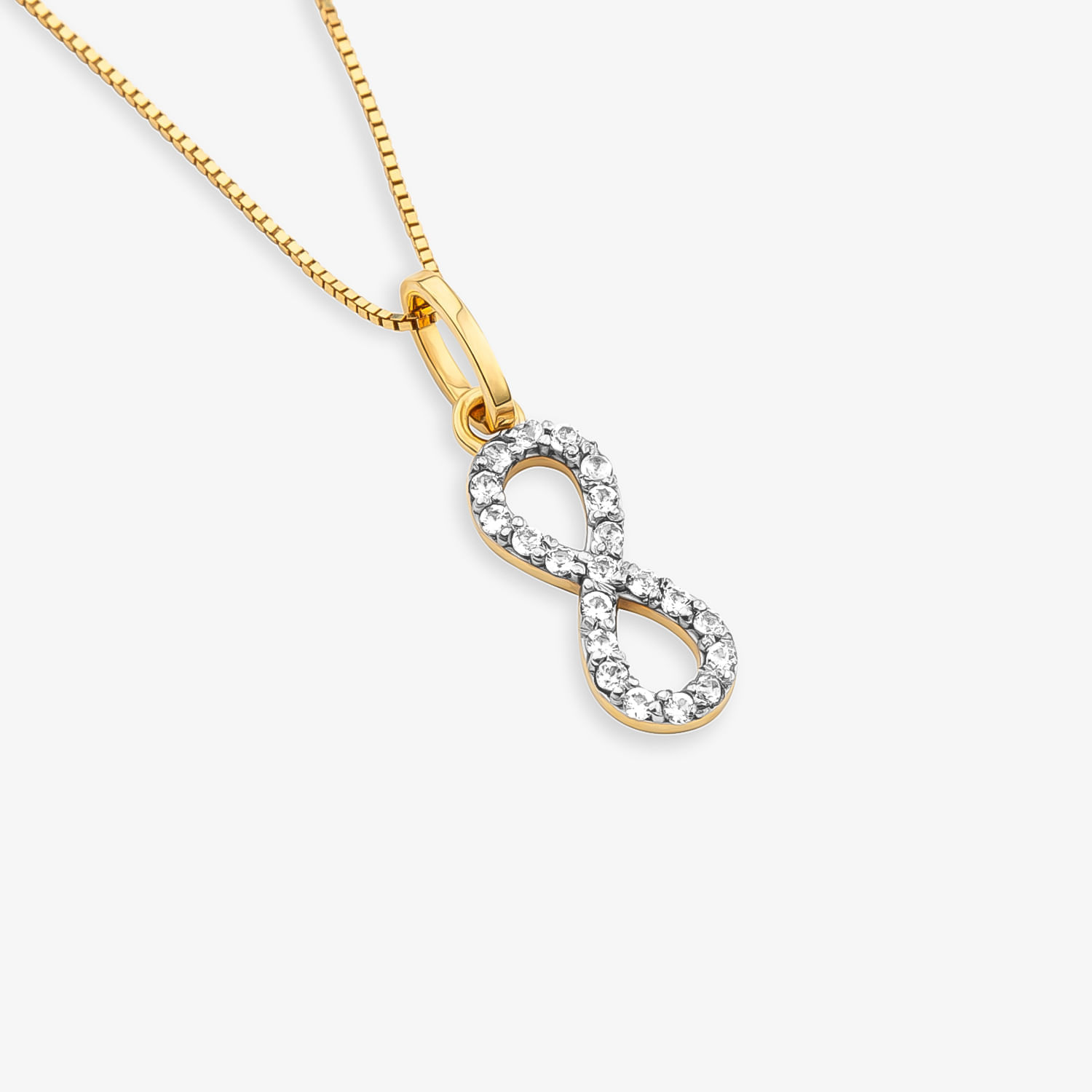 Pingente Infinito com Topázio Incolor em Ouro Amarelo 18k | MONTE CARLO