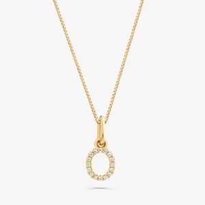 Pingente Letra O com Diamante em Ouro Amarelo 18k