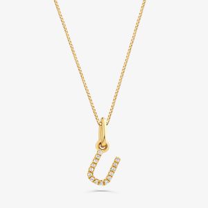 Pingente Letra U com Diamante em Ouro Amarelo 18k