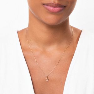 Pingente Letra U com Diamante em Ouro Amarelo 18k
