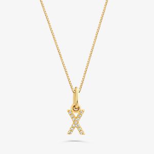 Pingente Letra X com Diamante em Ouro Amarelo 18k