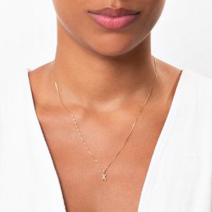 Pingente Letra X com Diamante em Ouro Amarelo 18k
