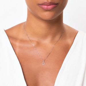 Pingente Letra G em Ouro Branco 18K