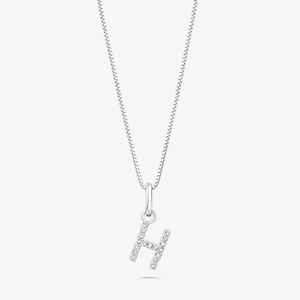 Pingente Letra H com Diamante em Ouro Branco 18k